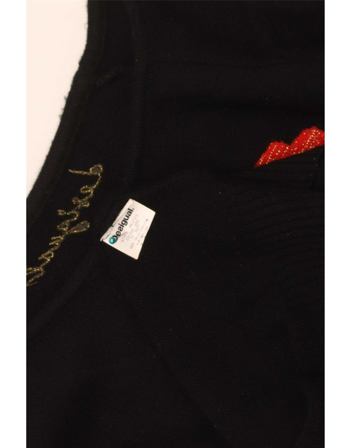 Desigual Donna Maglione con scollo a barchetta con grafica UK 12 Medio Nero