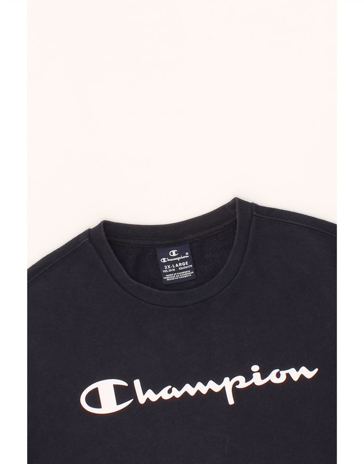 CHAMPION Boys Graphic Sweatshirt Jumper 15-16 Years 2XL Navy Blue Vintage Champion and Second-Hand Champion from Messina Hembry 