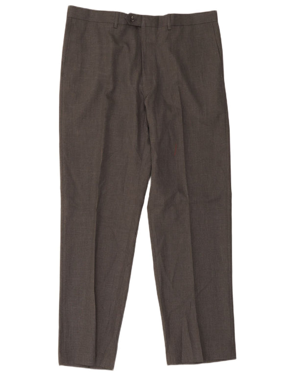 Pantaloni da abito dritti da uomo Marks & Spencer W38 L31 poliestere grigio