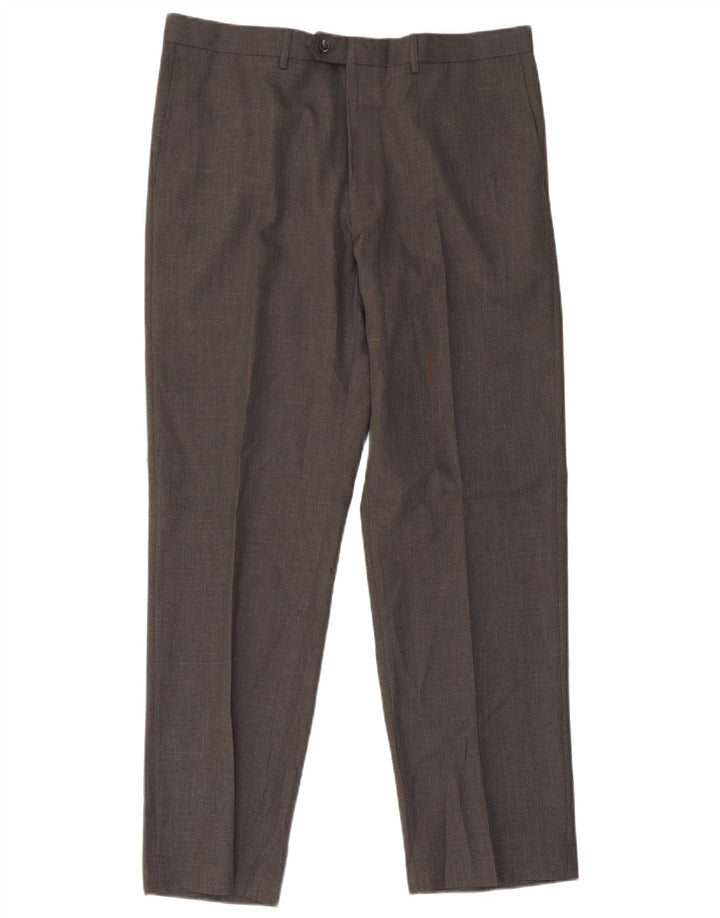 Pantaloni da abito dritti da uomo Marks & Spencer W38 L31 poliestere grigio
