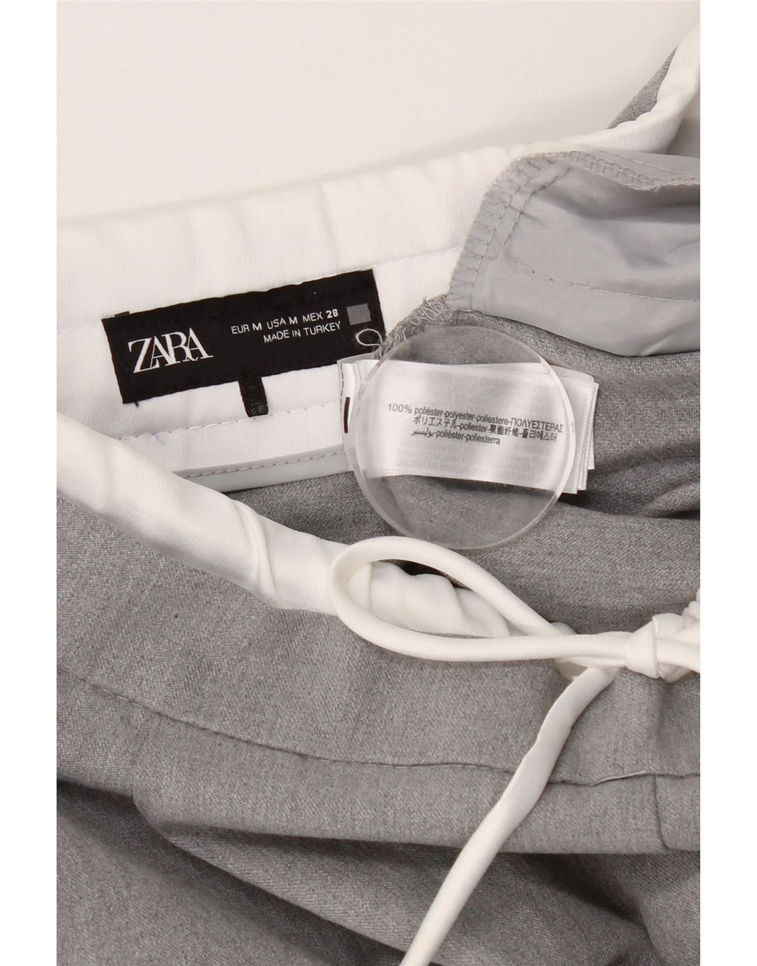 Pantaloni chino con pegging da donna ZARA medi W30 L28 poliestere grigio