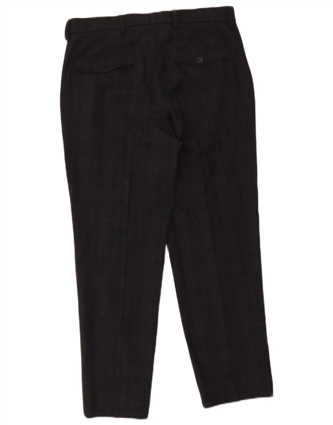 Pantaloni da abito vestibilità regolare da uomo Marks & Spencer W32 L29 blu navy a quadri