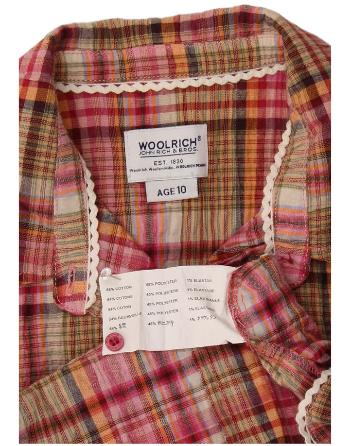 Camicia a maniche corte per bambina Woolrich 9-10 anni in cotone a quadri multicolore