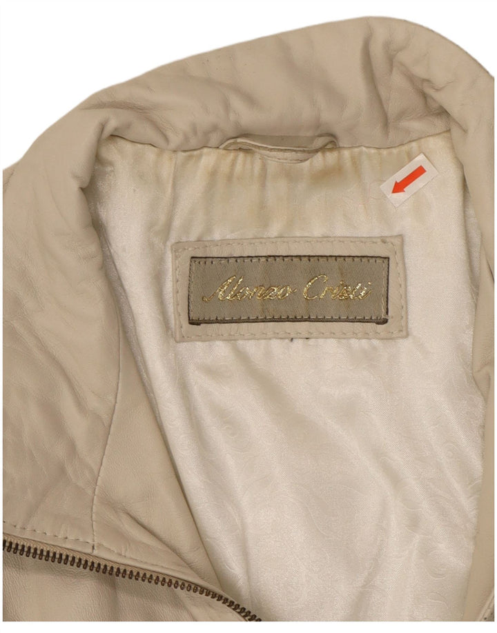 Giacca in pelle da donna vintage UK 14 Pelle beige media