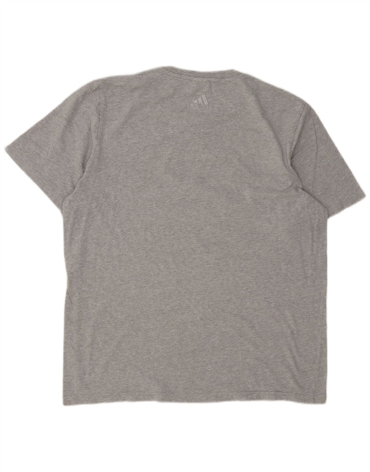 T-shirt grafica da uomo Adidas Top grande in cotone grigio