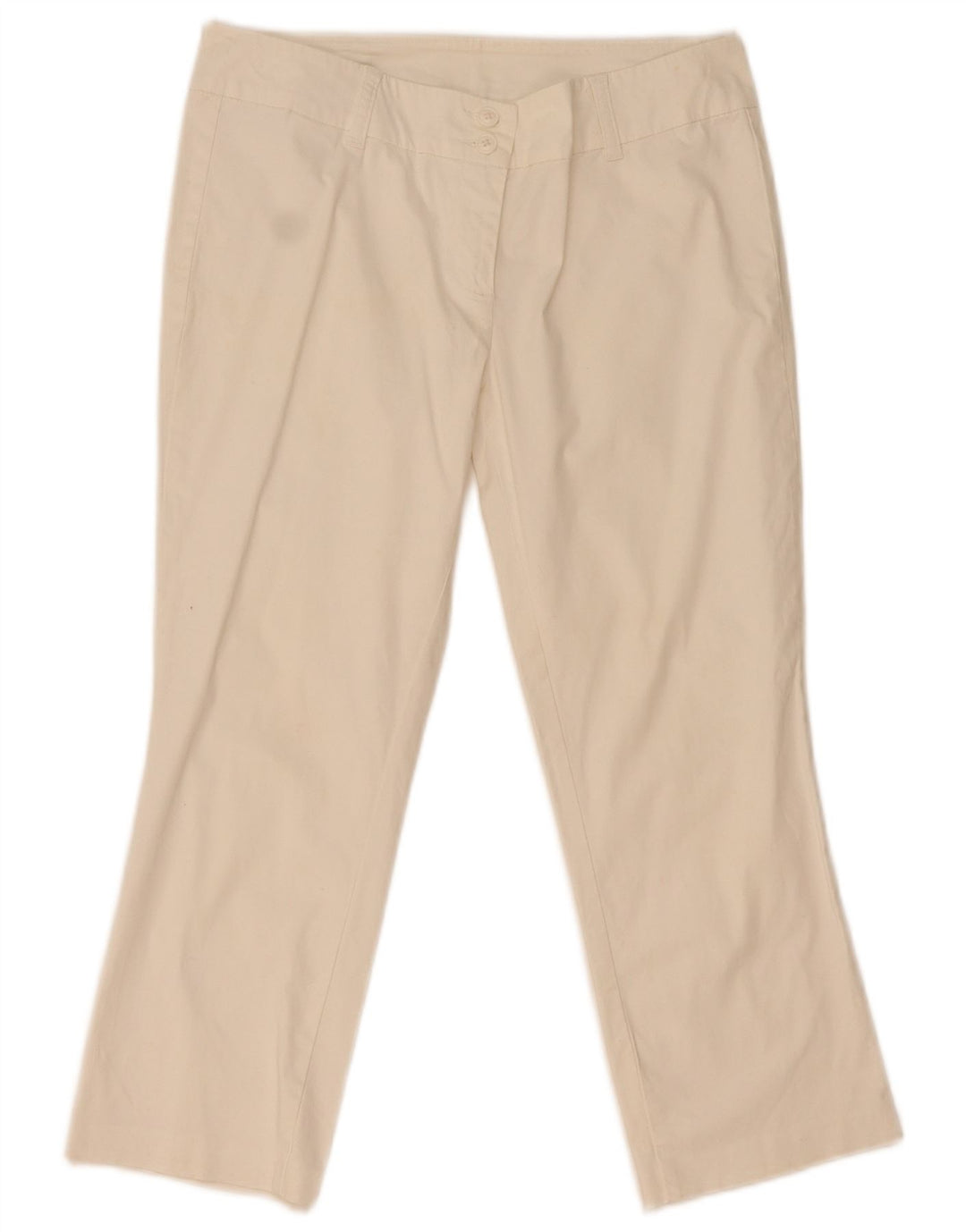 Pantaloni Capri Donna Benetton IT 44 Medio W31 L22 Cotone Bianco