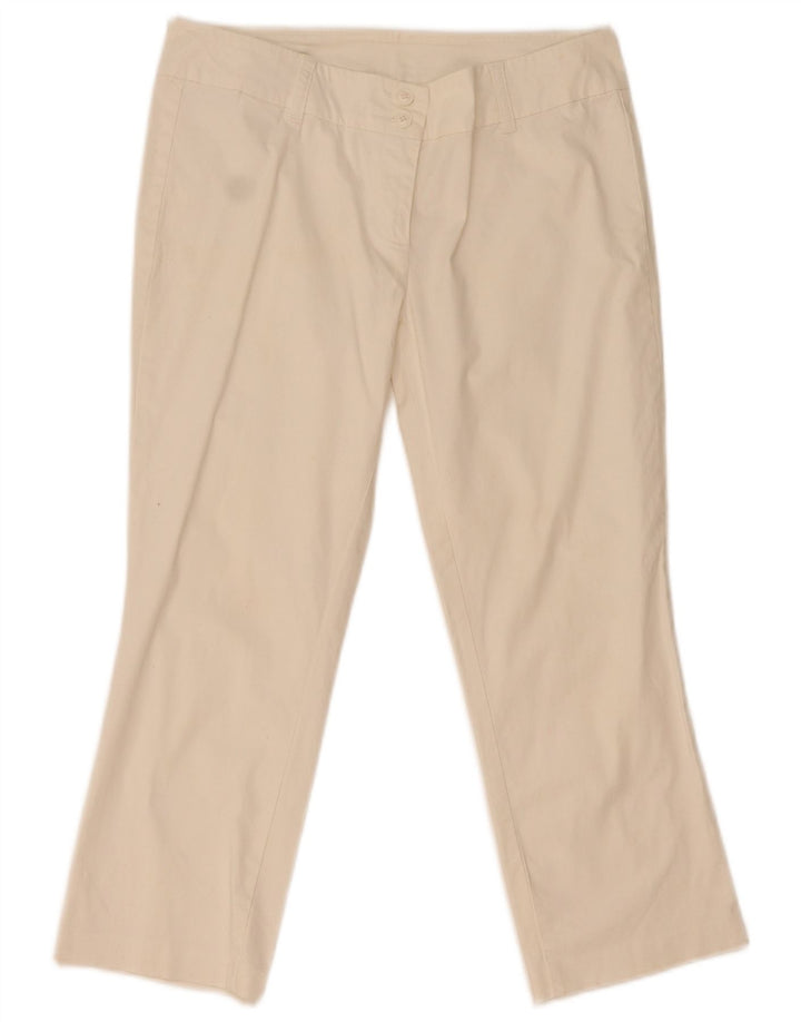 Pantaloni Capri Donna Benetton IT 44 Medio W31 L22 Cotone Bianco