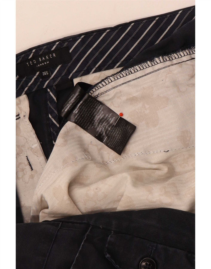 Pantaloni da abito dritti da uomo Ted Baker W36 L30 cotone blu navy