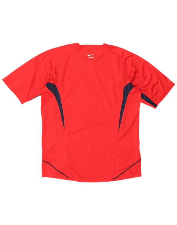 T-shirt Nike Uomo Fit Dry Top UK 42/44 Large Rosso Colourblock Poliestere