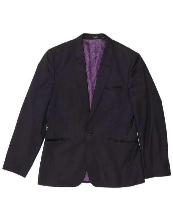 Giacca blazer da uomo a 1 bottone Ted Baker UK 38 lana nera media