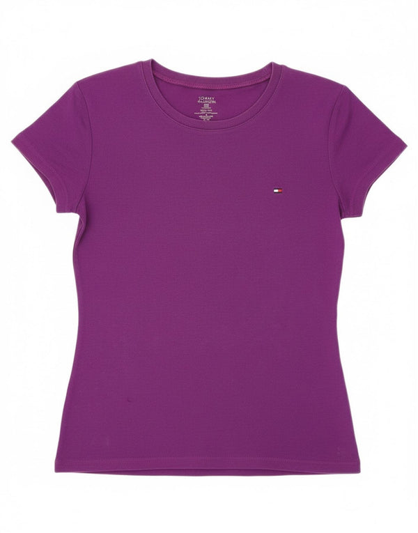 T-shirt da donna Tommy Hilfiger Top UK 12 cotone viola medio