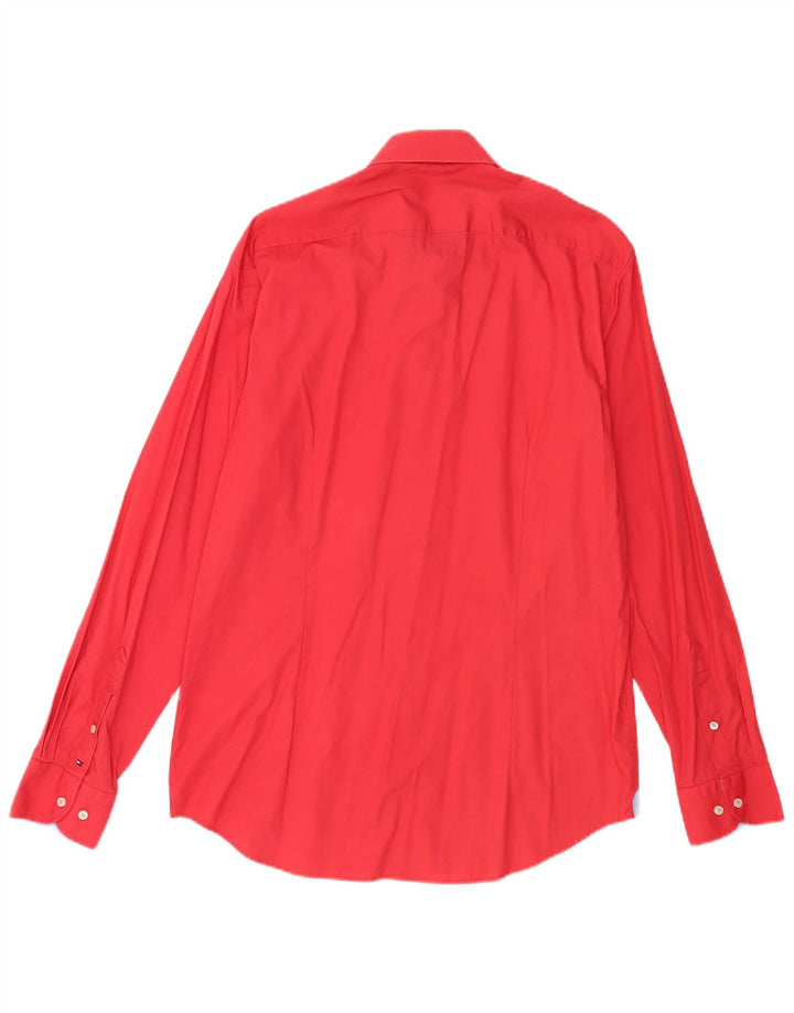 Camicia aderente su misura da uomo Tommy Hilfiger taglia 16 41 grande cotone rosso