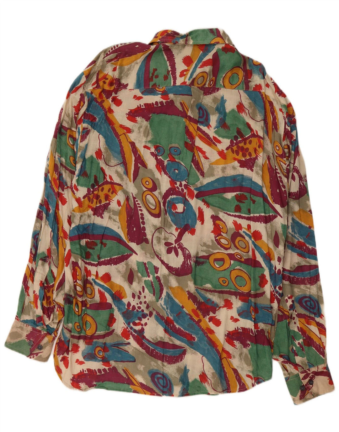 Camicia da uomo con motivo astratto VINTAGE taglia 41/42 grande in viscosa multicolore