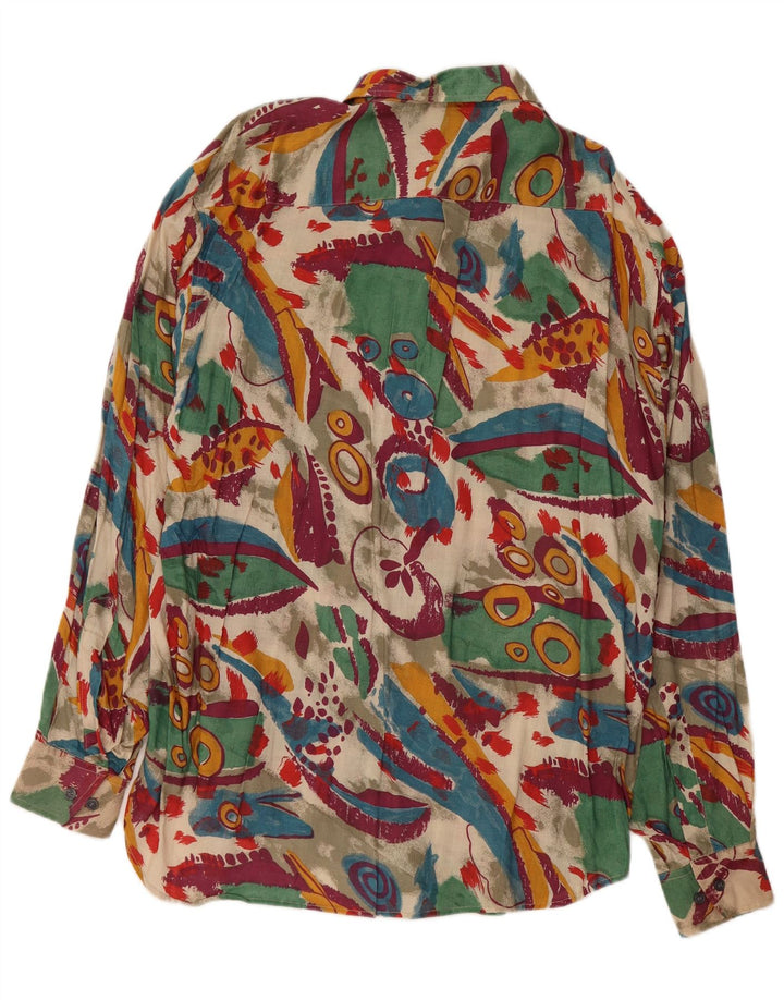 Camicia da uomo con motivo astratto VINTAGE taglia 41/42 grande in viscosa multicolore