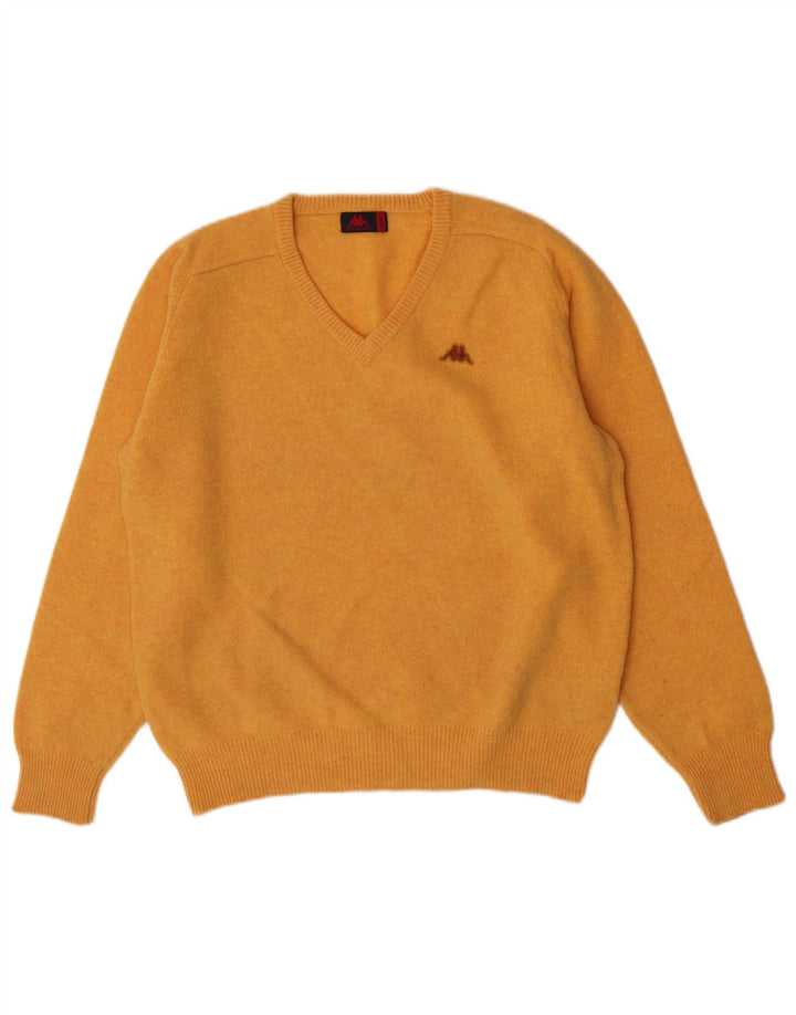 Maglione Kappa da donna con scollo a V UK 16 Large Arancione Lana Vergine