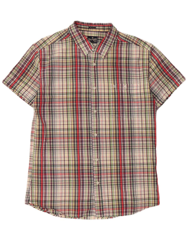 Camicia a maniche corte slim fit da uomo Wrangler XL in cotone a quadri multicolore