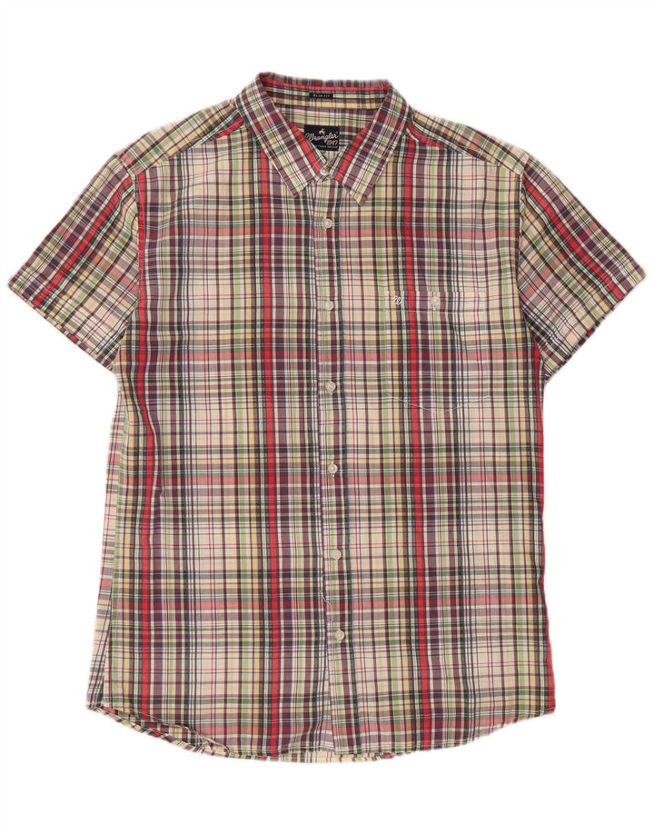 Camicia a maniche corte slim fit da uomo Wrangler XL in cotone a quadri multicolore