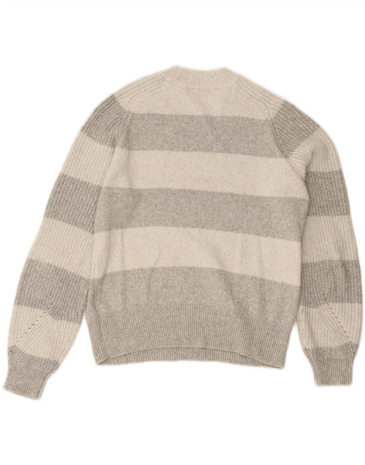 Maglione maglione girocollo da donna Zara UK 10 piccolo poliestere a righe grigie