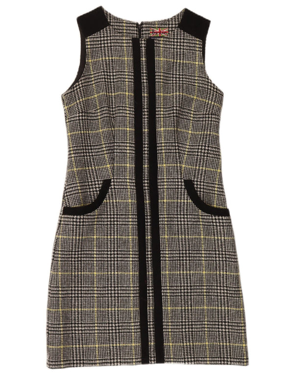 Abito tubino senza maniche da donna Boden UK 8 piccolo in lana pied de poule blu navy