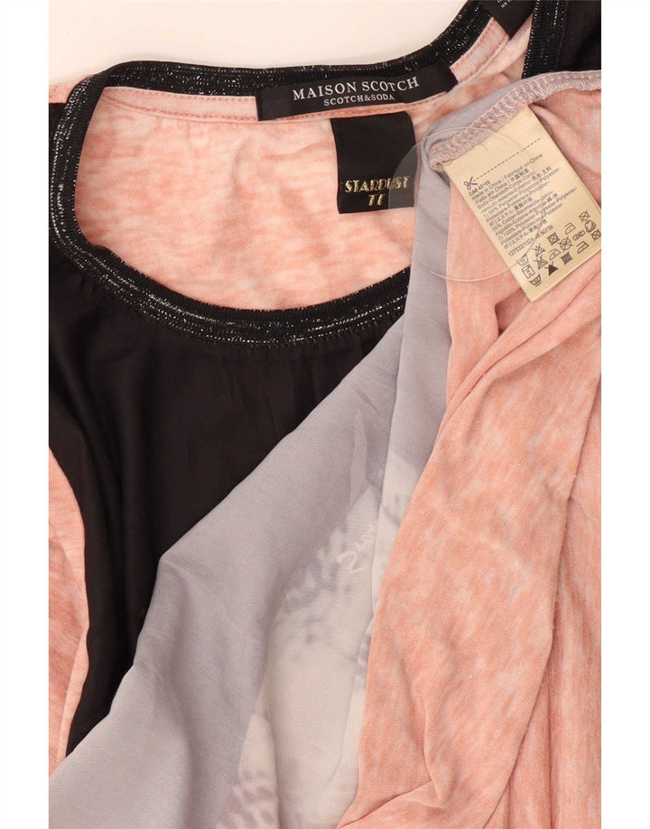 Top grafico da donna Scotch & Soda manica 3/4 taglia 1 piccolo blocco colore nero