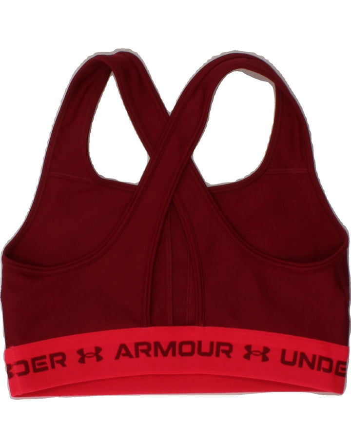 UNDER ARMOUR Womens Graphic Sport Bra Top UK 8 Small Maroon Polyester Vintage Under Armour and Second-Hand Under Armour from Messina Hembry 