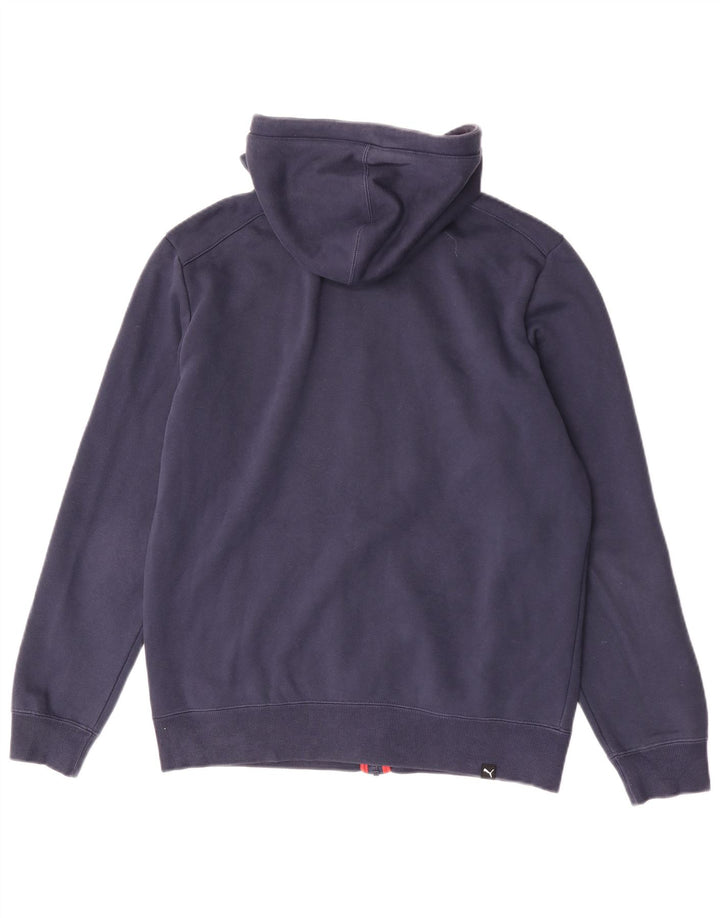 Felpa con cappuccio e zip con vestibilità regolare grafica Puma da uomo in cotone blu navy medio