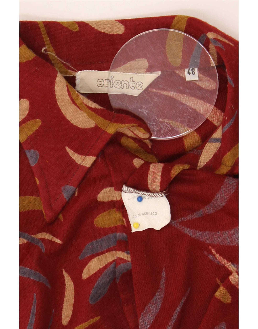 Camicia vintage da donna con motivo astratto IT 48 XL Acrilico rosso