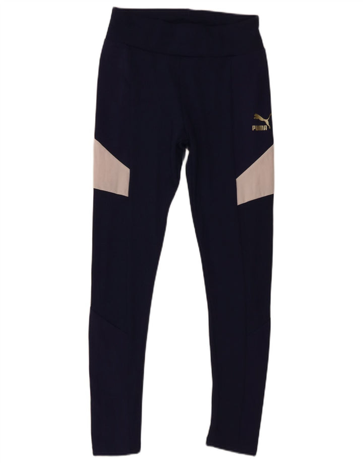 Leggings Puma da donna UK 10 Small Blu Navy Colourblock Poliestere