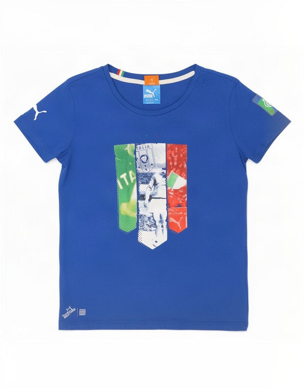 T-shirt grafica Puma Ragazzo Italia Top 13-14 anni XL Cotone Blu