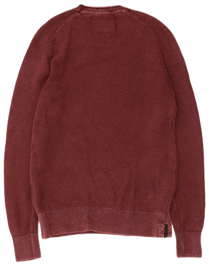 Maglione maglione girocollo da uomo Superdry grande cotone marrone