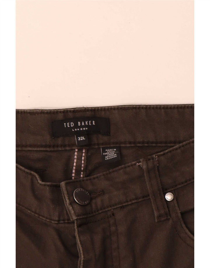 Pantaloni casual slim da uomo Ted Baker W32 L31 cotone kaki