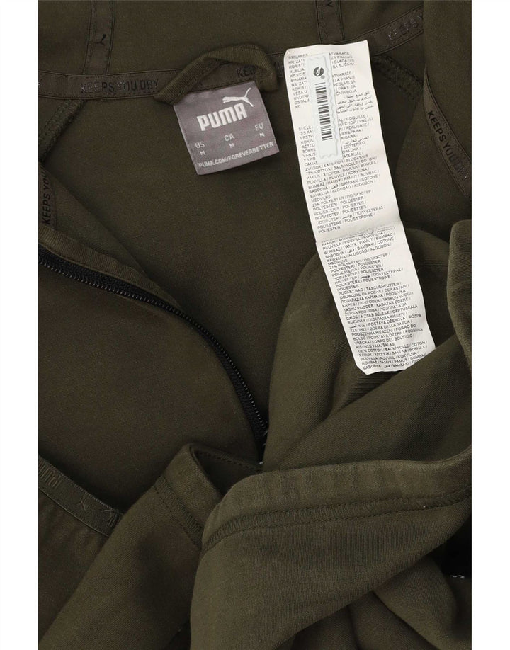 Felpa con cappuccio e zip da uomo Puma in cotone color block verde medio