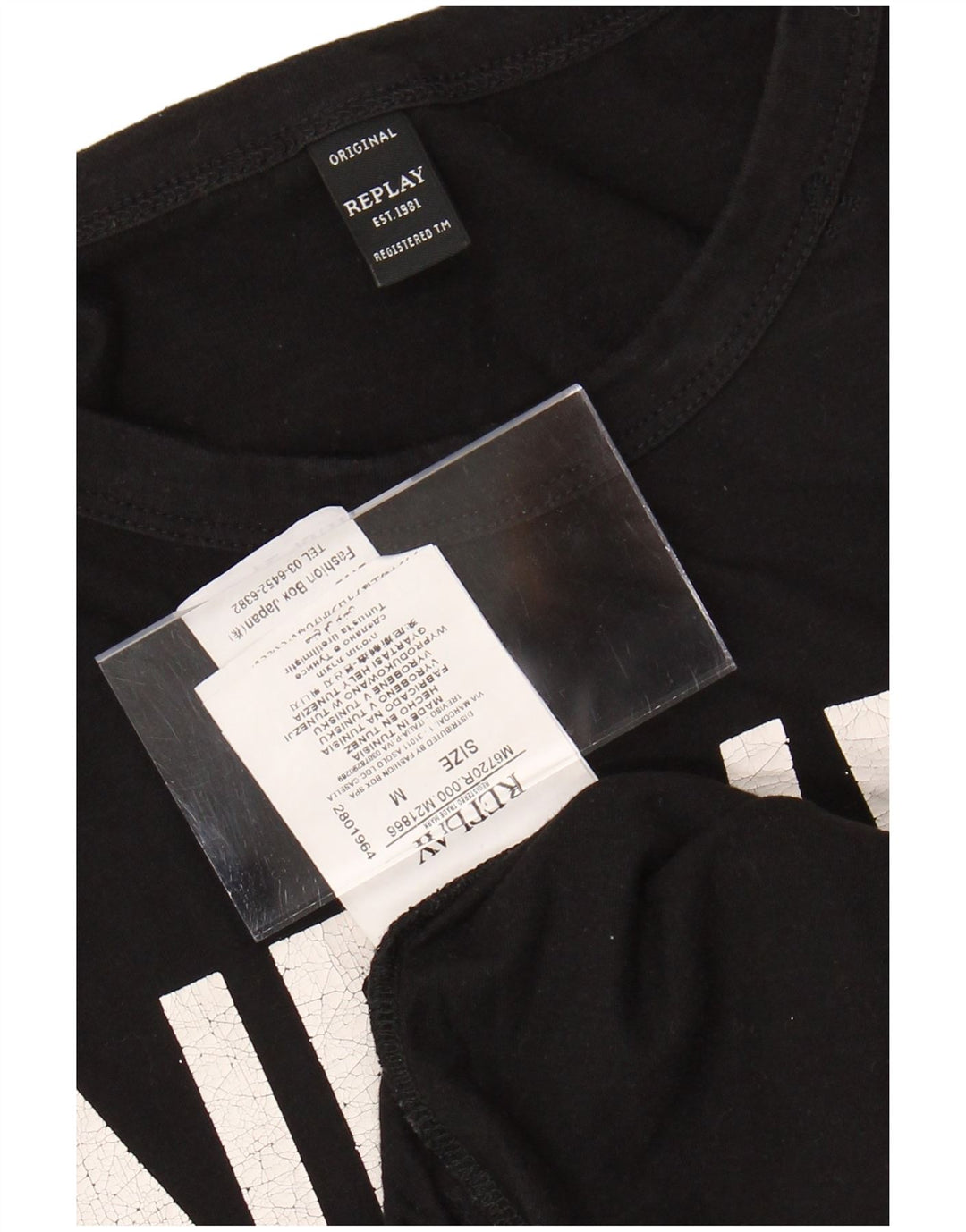 REPLAY T-shirt grafica da uomo Top in cotone nero medio