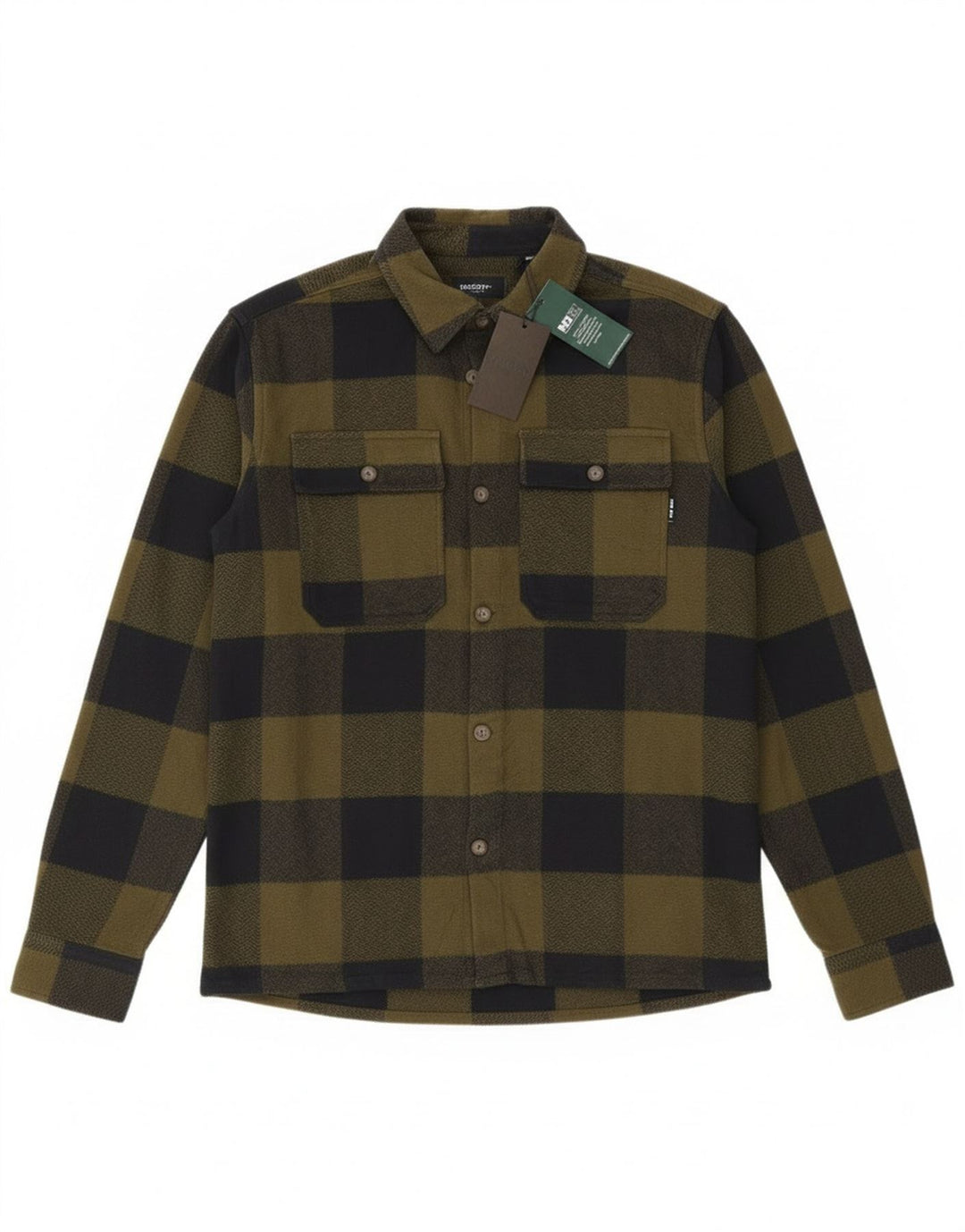 Only & Sons Camicia da uomo in flanella con motivo a quadri kaki medio