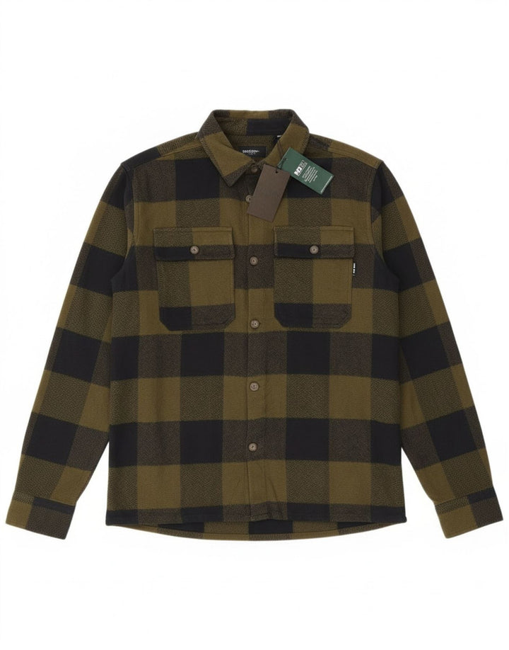 Only & Sons Camicia da uomo in flanella con motivo a quadri kaki medio