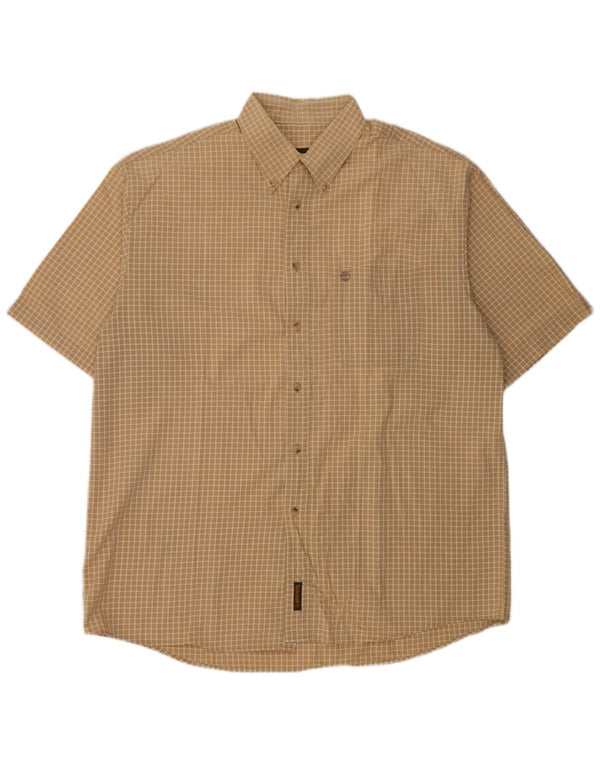 Camicia a maniche corte da uomo Timberland grande cotone a quadri beige