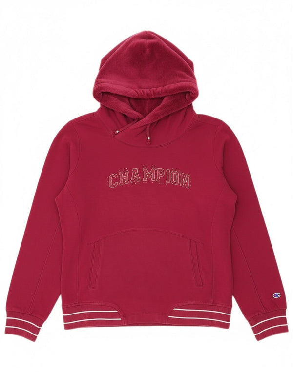 Felpa con grafica da donna Champion, maglione UK 14, cotone bordeaux medio