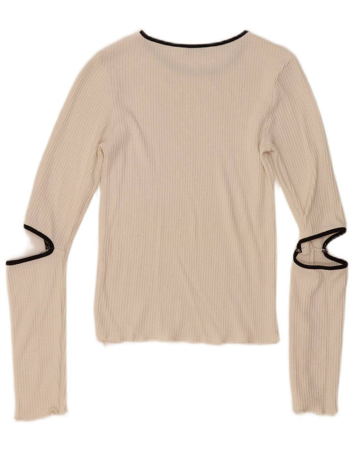 Top Zara da donna a maniche lunghe UK 8 Small bianco