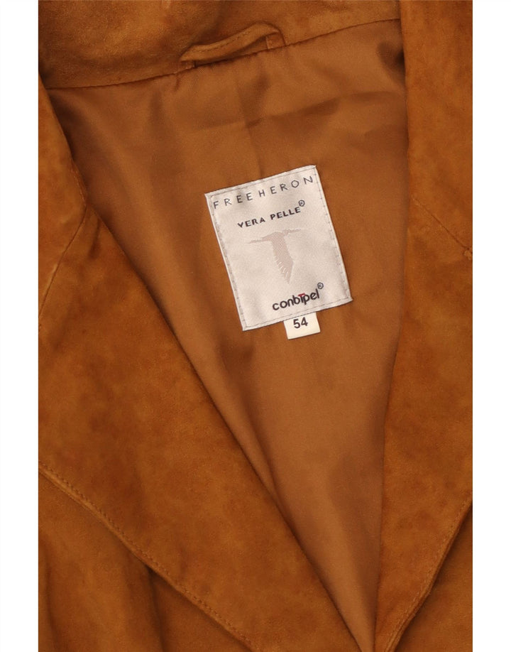 Giacca Blazer da Uomo in Pelle Scamosciata 3 Bottoni Conbipel IT 54 XL in Pelle Marrone
