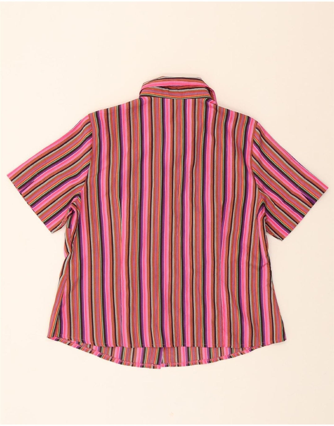 VINTAGE Womens Short Sleeve Shirt IT 46 Large Pink Striped Vintage Vintage and Second-Hand Vintage from Messina Hembry 