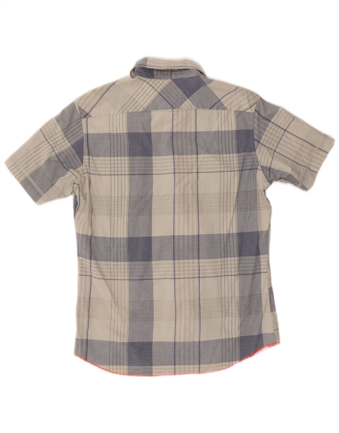 Camicia da uomo a maniche corte Diesel in cotone a quadri blu medio