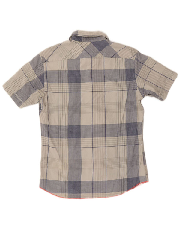 Camicia da uomo a maniche corte Diesel in cotone a quadri blu medio