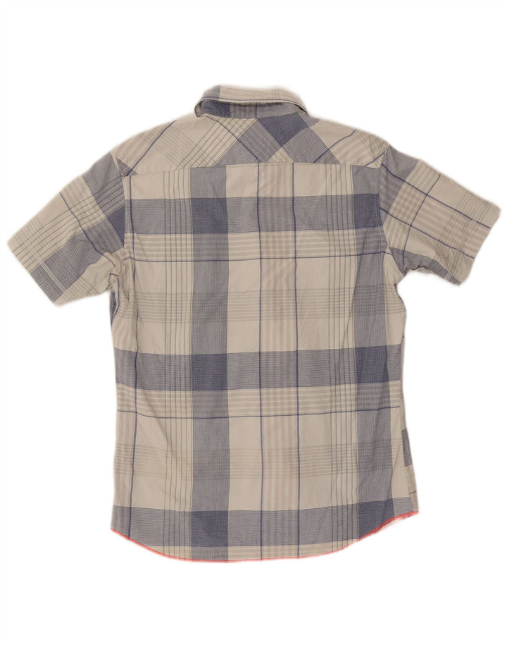 Camicia da uomo a maniche corte Diesel in cotone a quadri blu medio