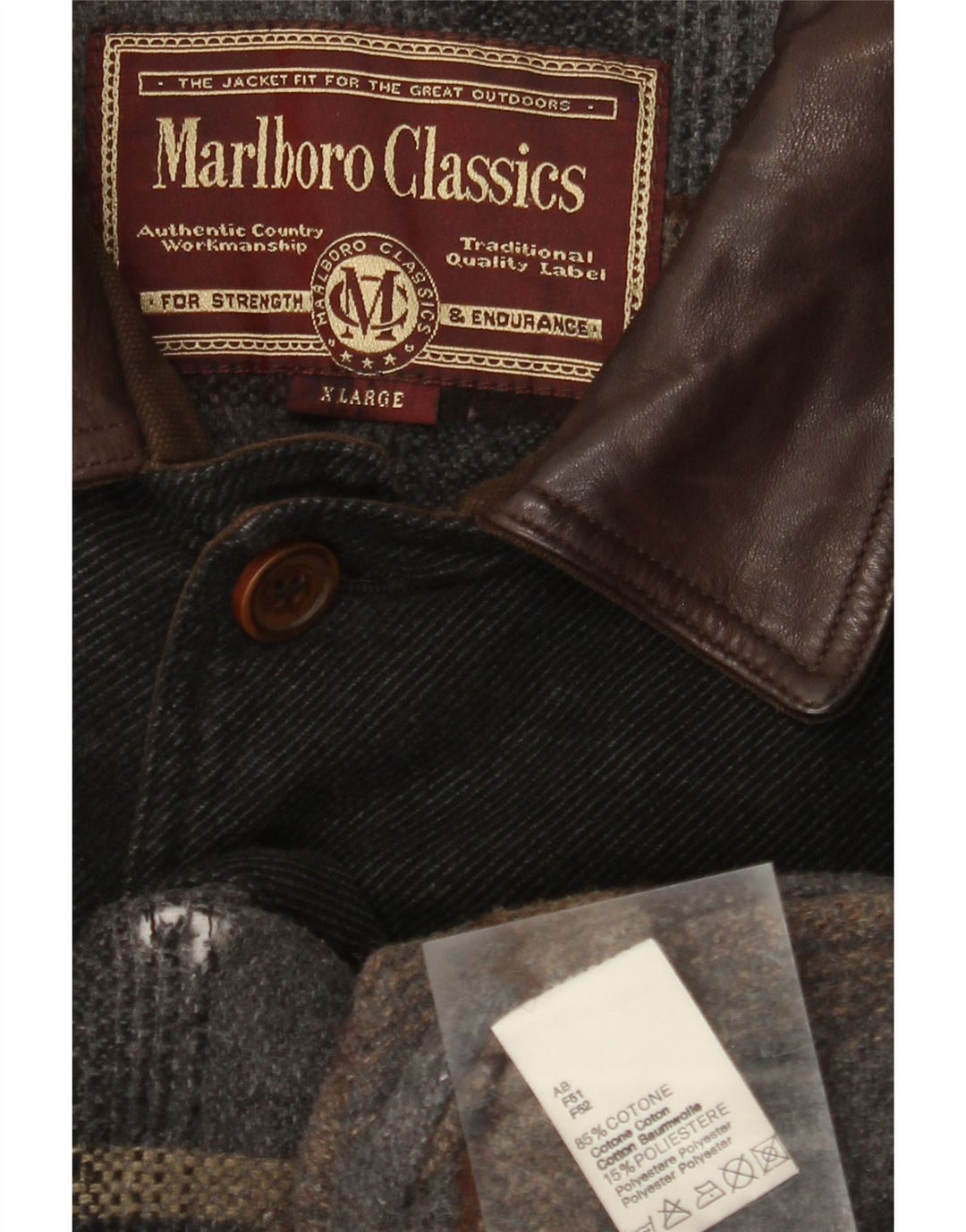 MARLBORO CLASSICS Cappotto giacca a vento da uomo UK 42 XL Cotone nero
