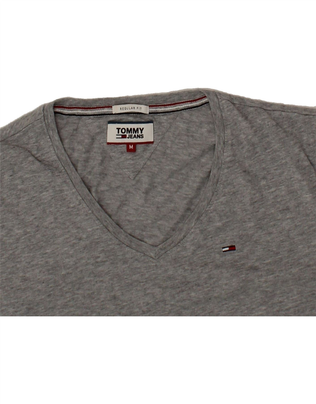 TOMMY HILFIGER Womens Regular Fit T-Shirt Top UK 14 Medium Grey Cotton Vintage Tommy Hilfiger and Second-Hand Tommy Hilfiger from Messina Hembry 