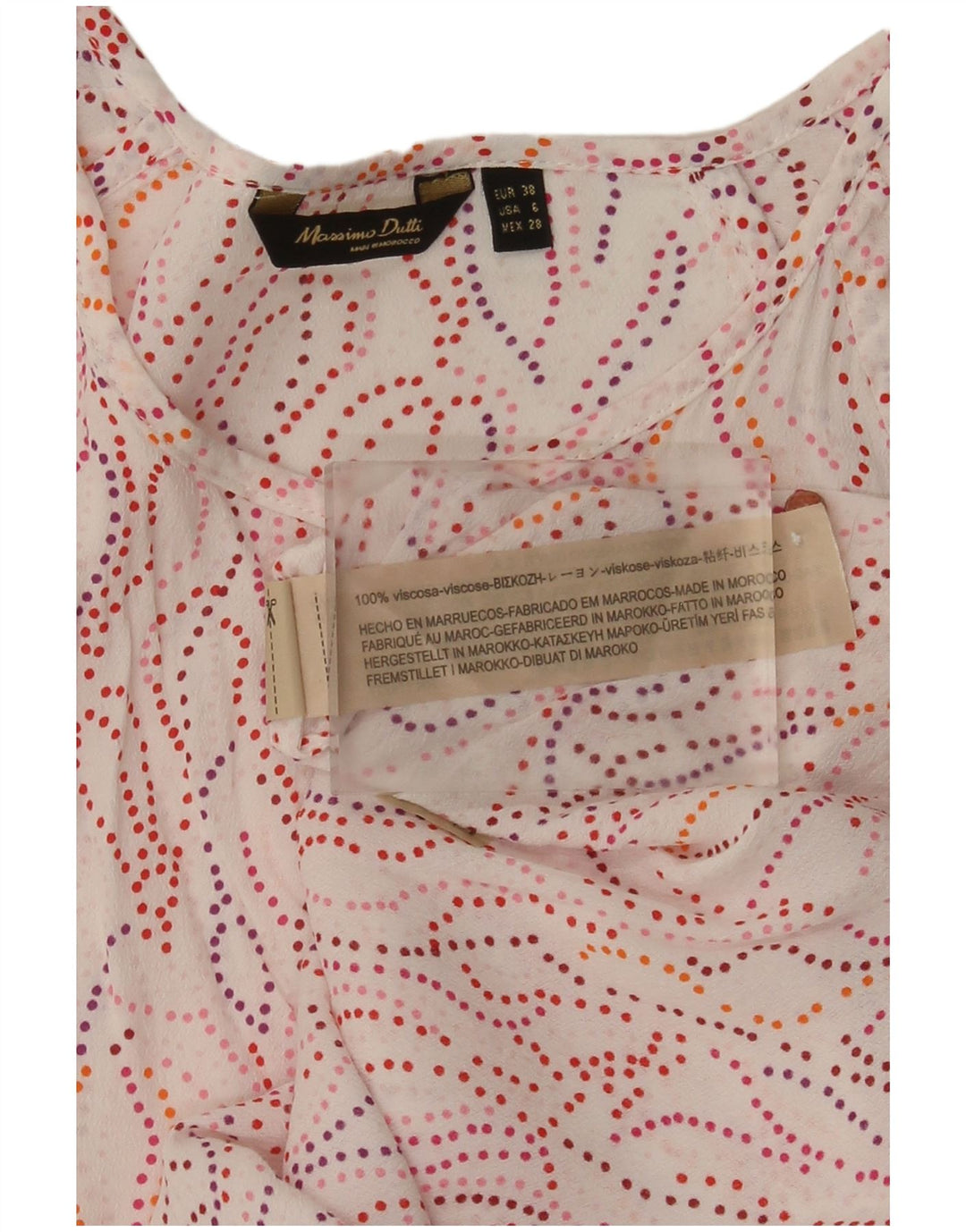 Massimo Dutti Camicetta da donna con motivo astratto Top EU 38 piccola viscosa bianca