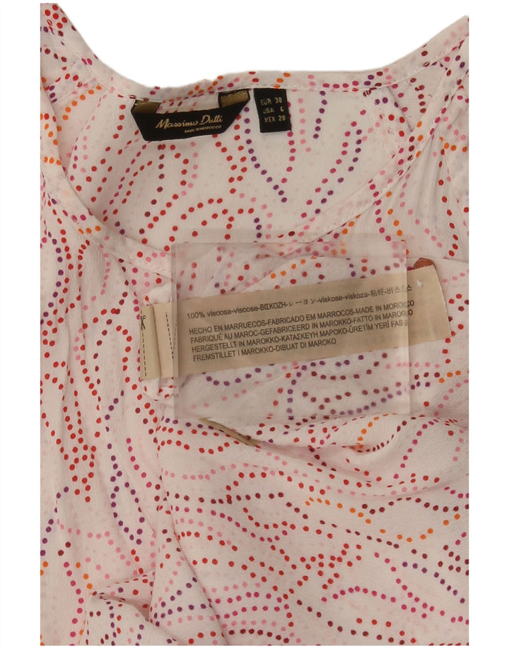 Massimo Dutti Camicetta da donna con motivo astratto Top EU 38 piccola viscosa bianca