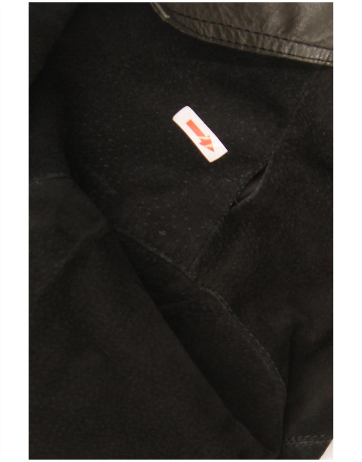 Giacca blazer vintage da uomo in pelle scamosciata a 3 bottoni UK 38 media nera
