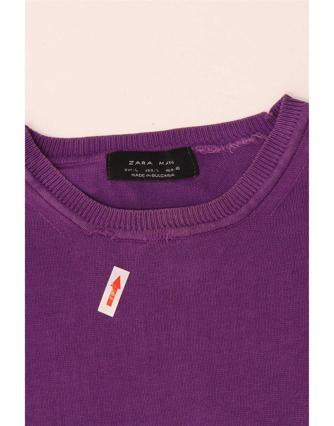 Maglione maglione girocollo da uomo Zara grande cotone viola