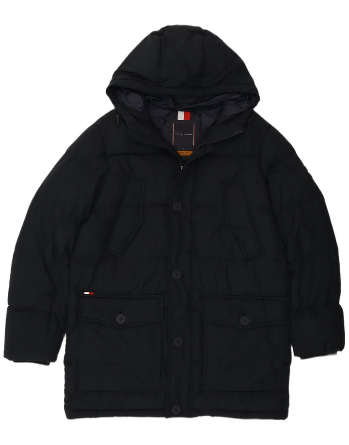 Giacca imbottita con cappuccio da uomo Tommy Hilfiger UK 40 Large in poliestere blu navy